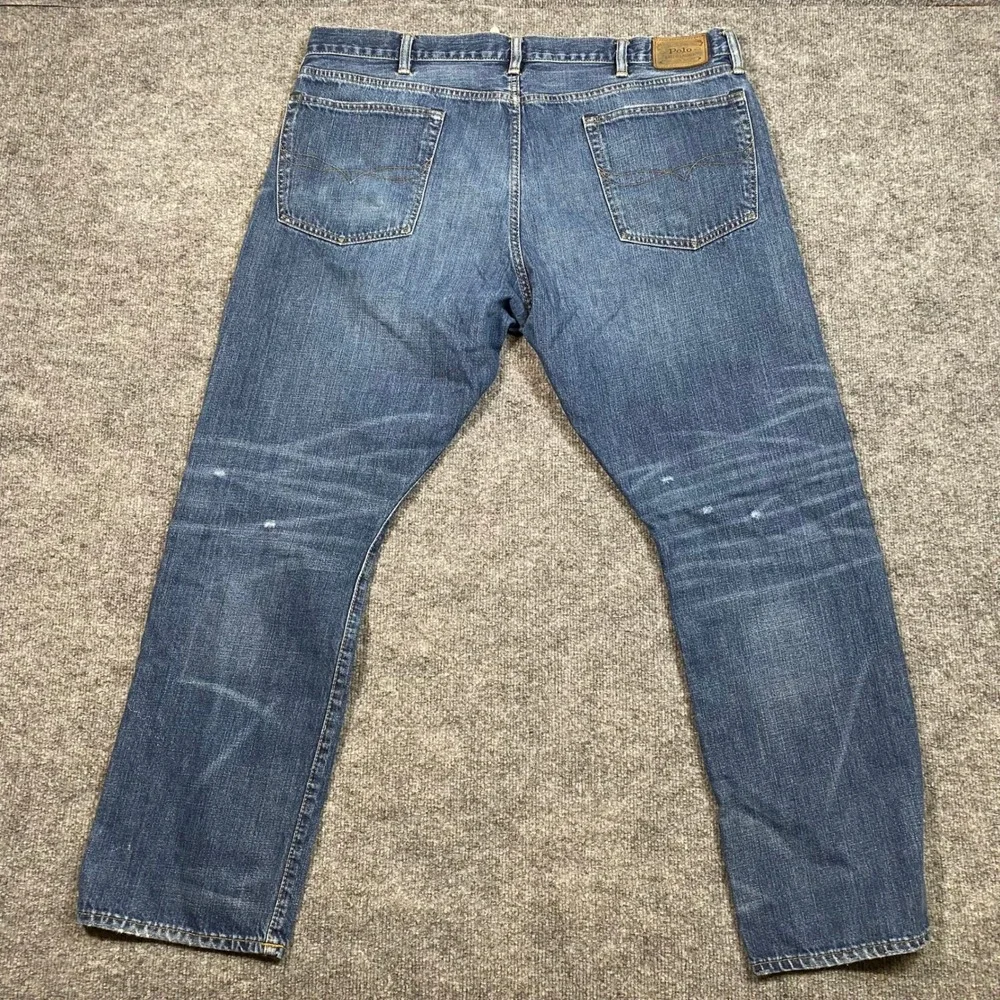 Polo Ralph Lauren Varick Slim Straight Jeans Mens 42x32 Clarke Indigo Blue Denim